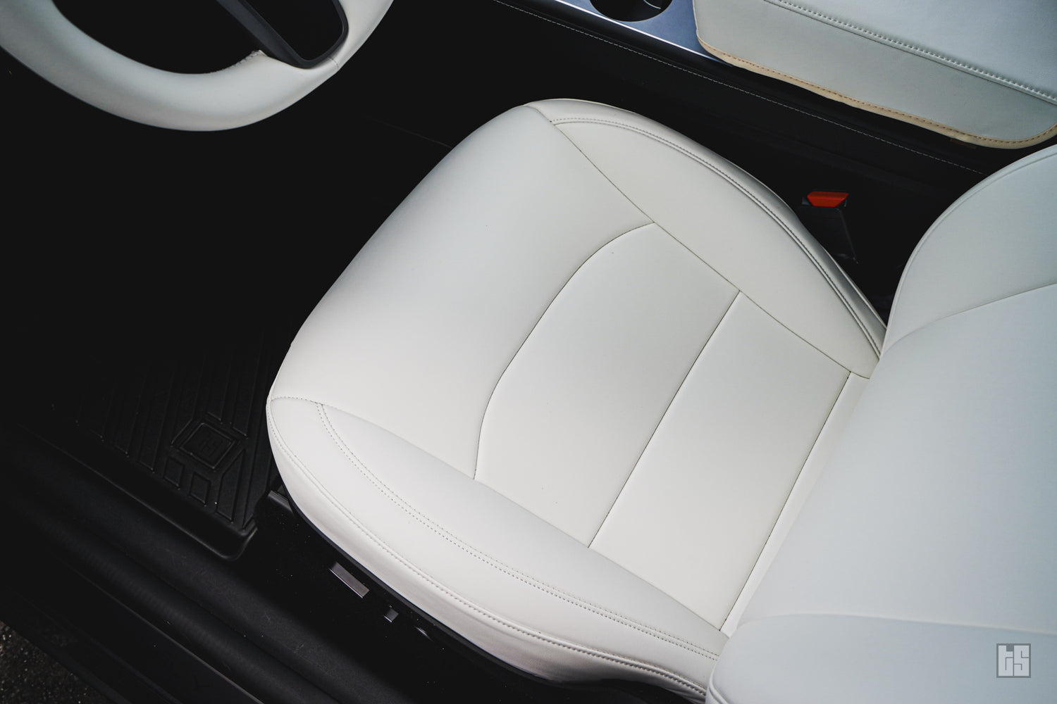 Model 3 Napa Leather Seat Covers – Dove White