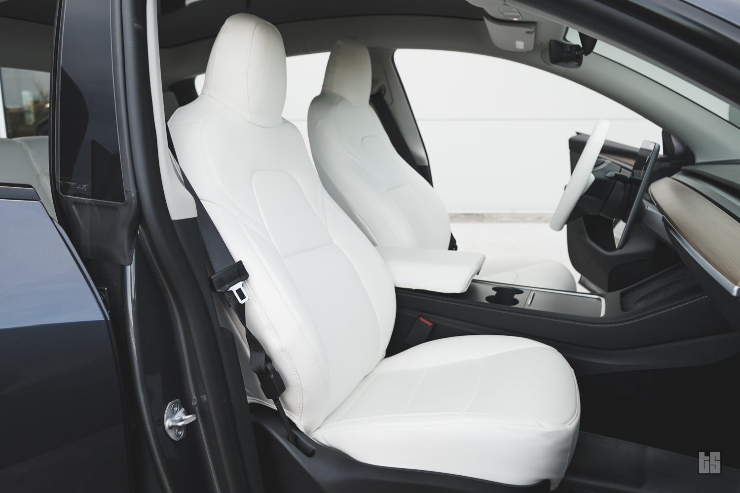 Model 3 Napa Leather Seat Covers – Dove White