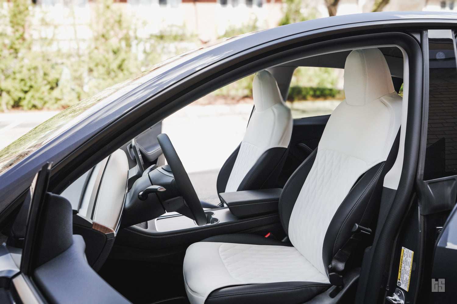 Model 3 Napa Leather Seat Protectors – Dove White