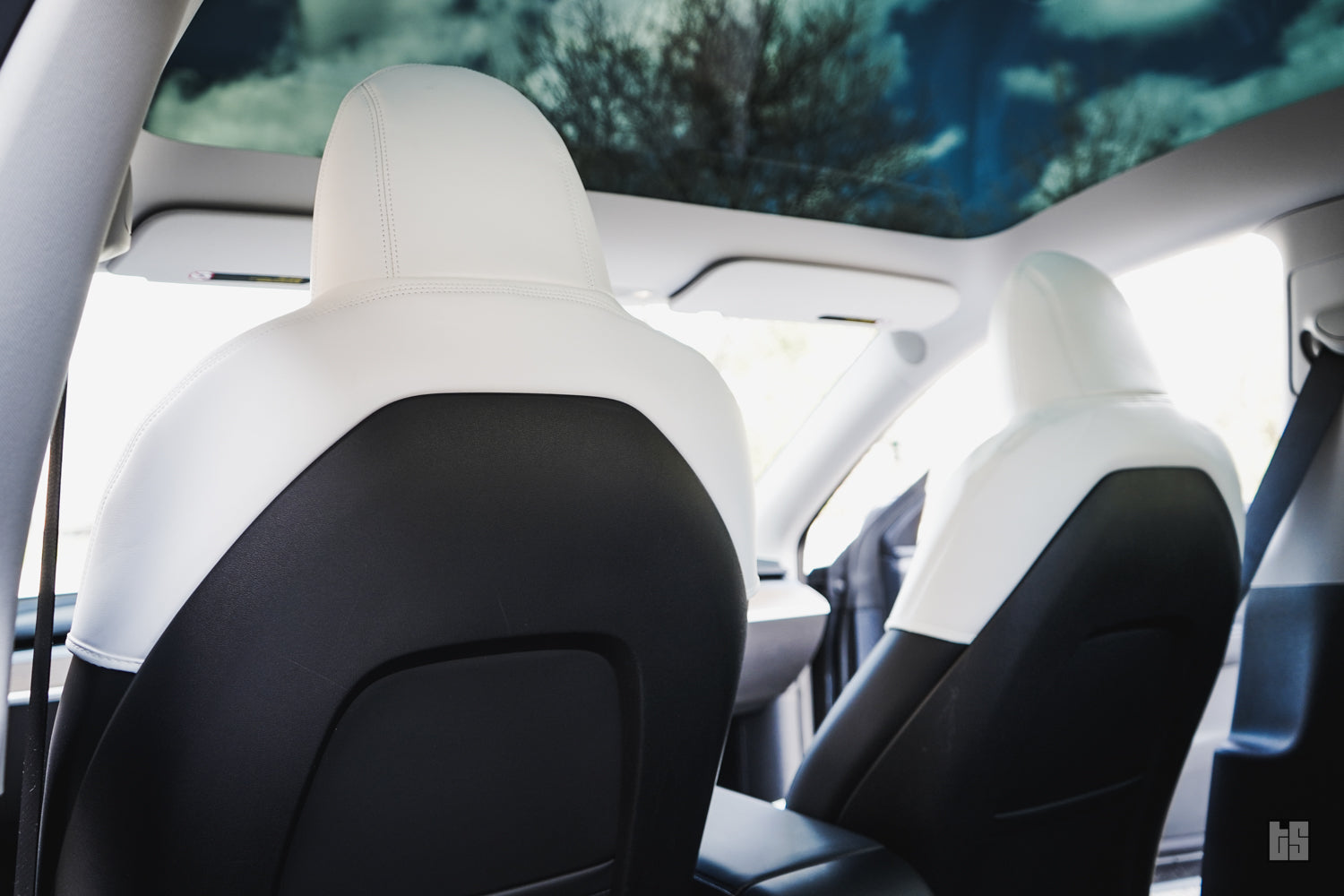 Model 3 Napa Leather Seat Protectors – Dove White