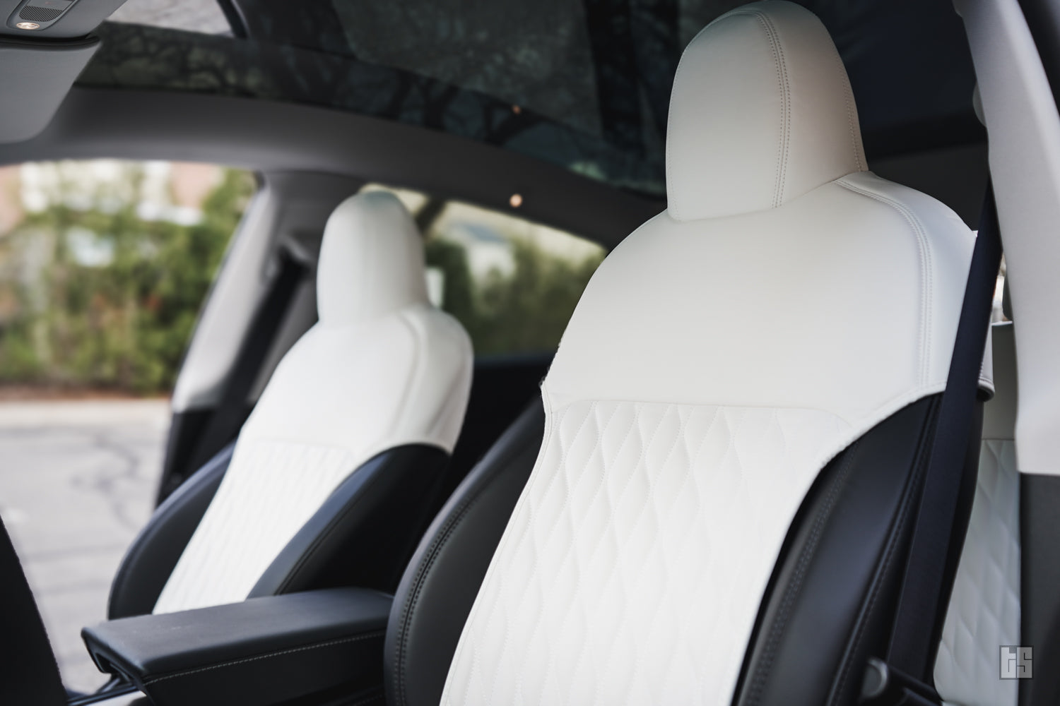 Model 3 Napa Leather Seat Protectors – Dove White