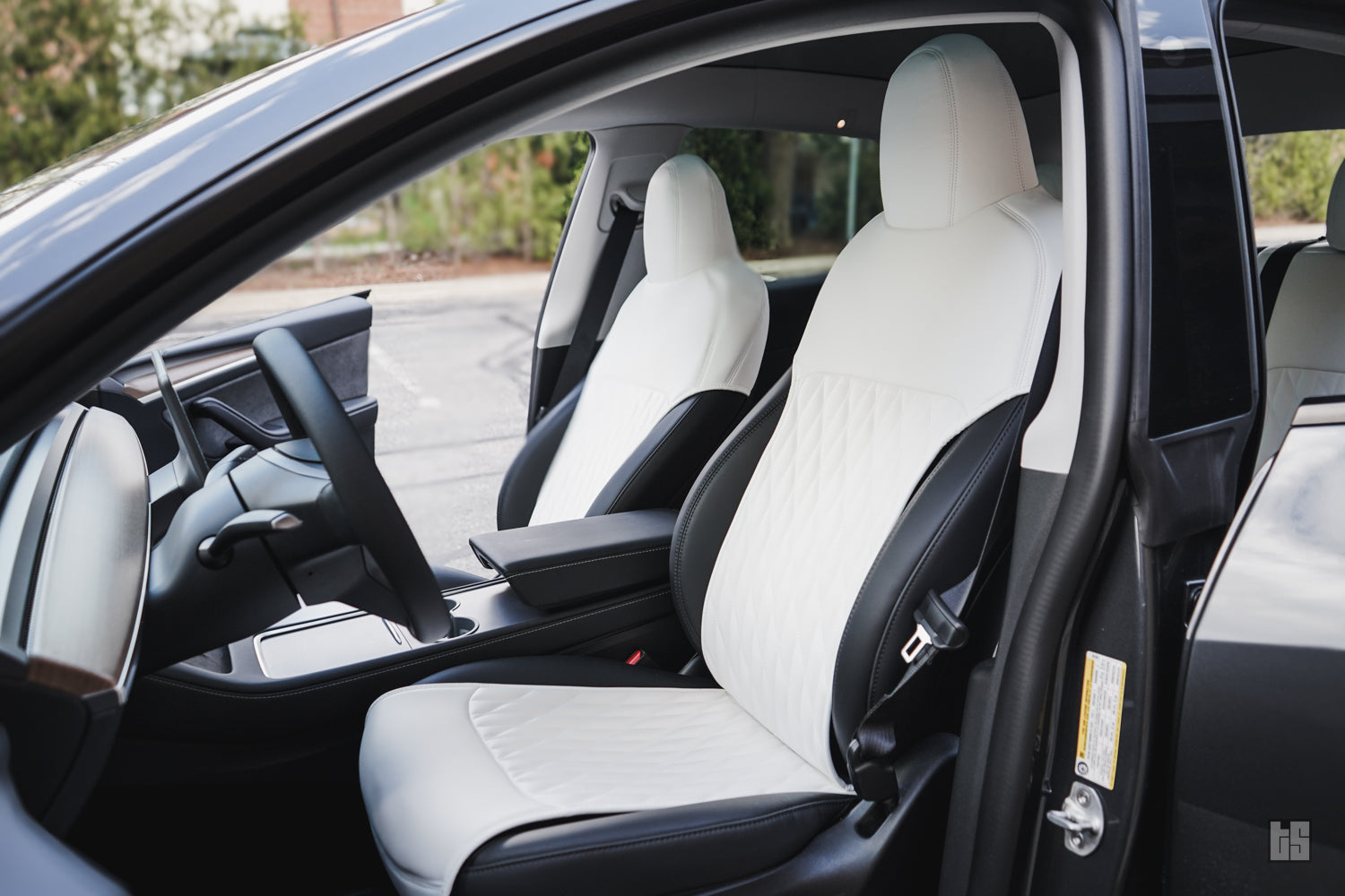 Model 3 Napa Leather Seat Protectors – Dove White