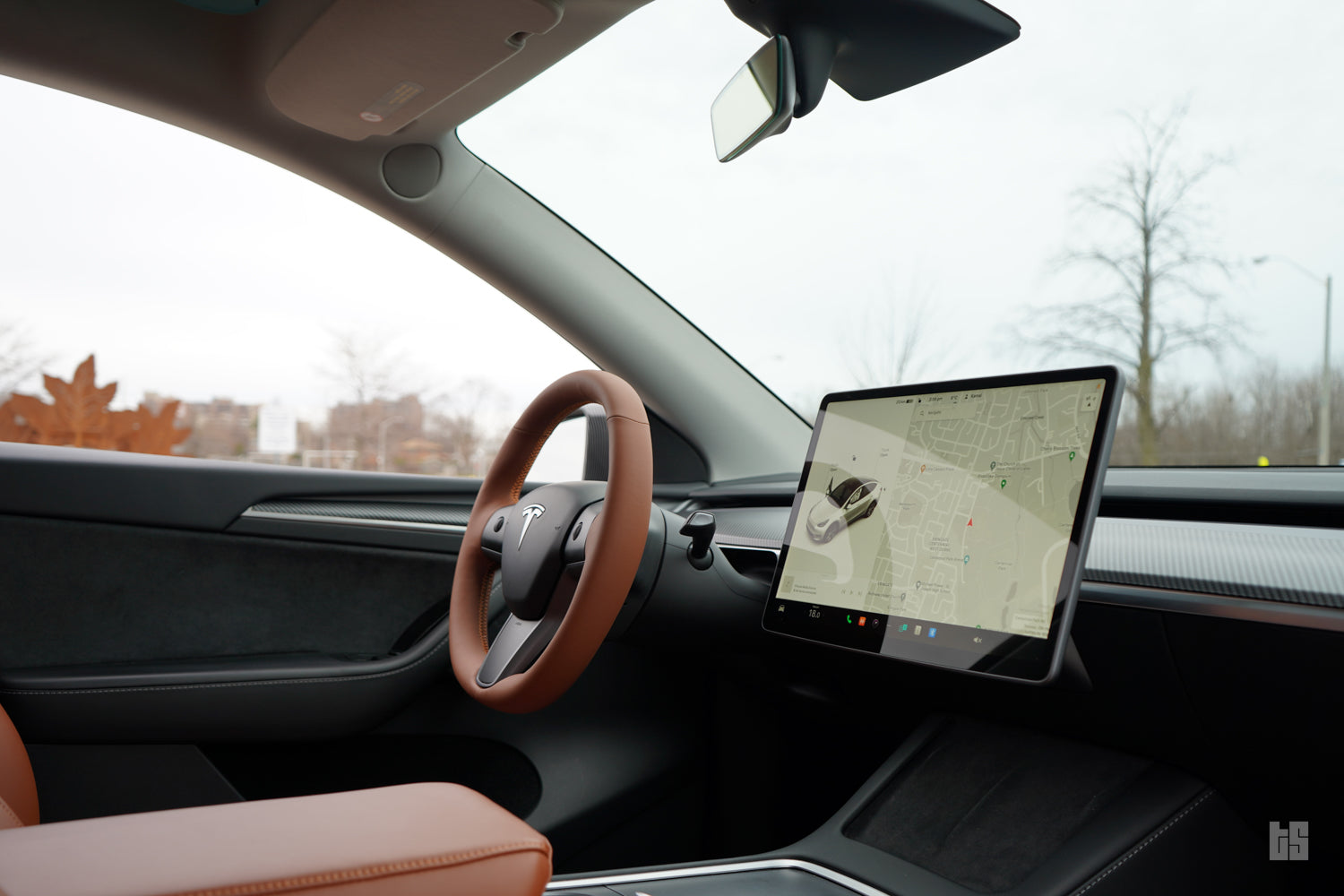 Model 3 Steering Wheel Cover – Hand Stitch – Saddle Tan