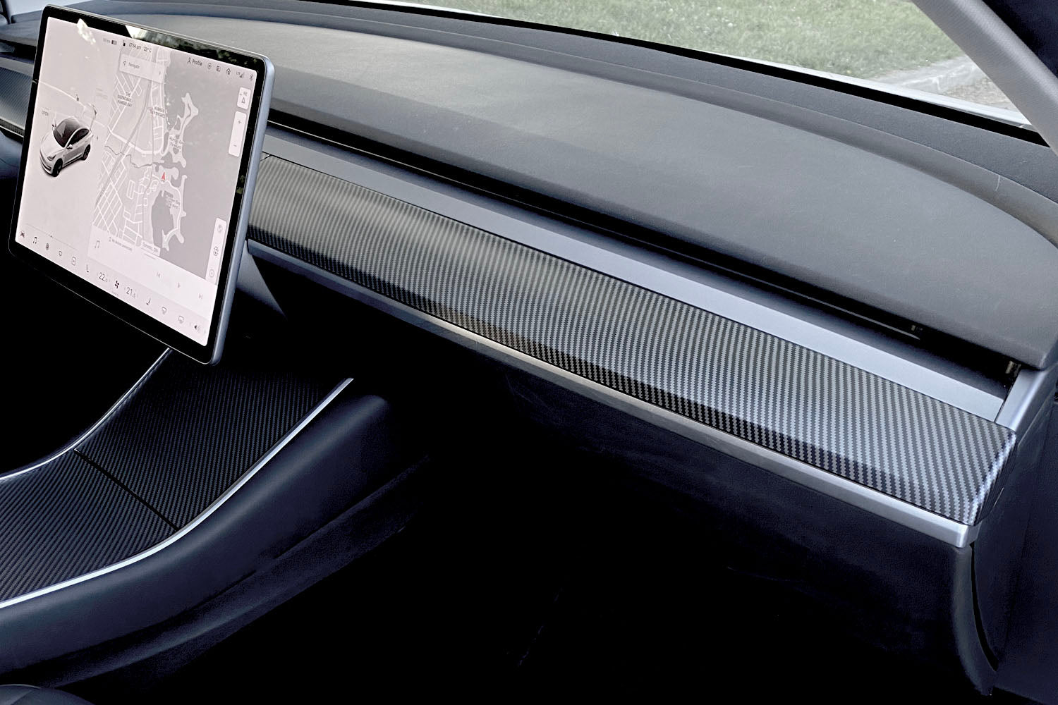 Model 3 Satin Carbon Fiber Dash & Doors Trim Covers