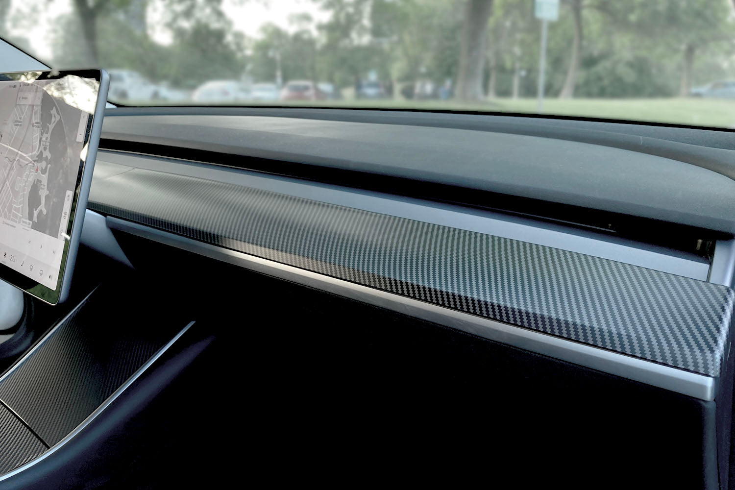 Model 3 Satin Carbon Fiber Dash & Doors Trim Covers