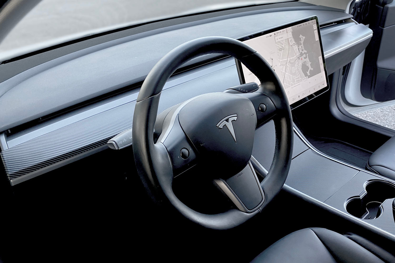 Model 3 Satin Carbon Fiber Dash & Doors Trim Covers