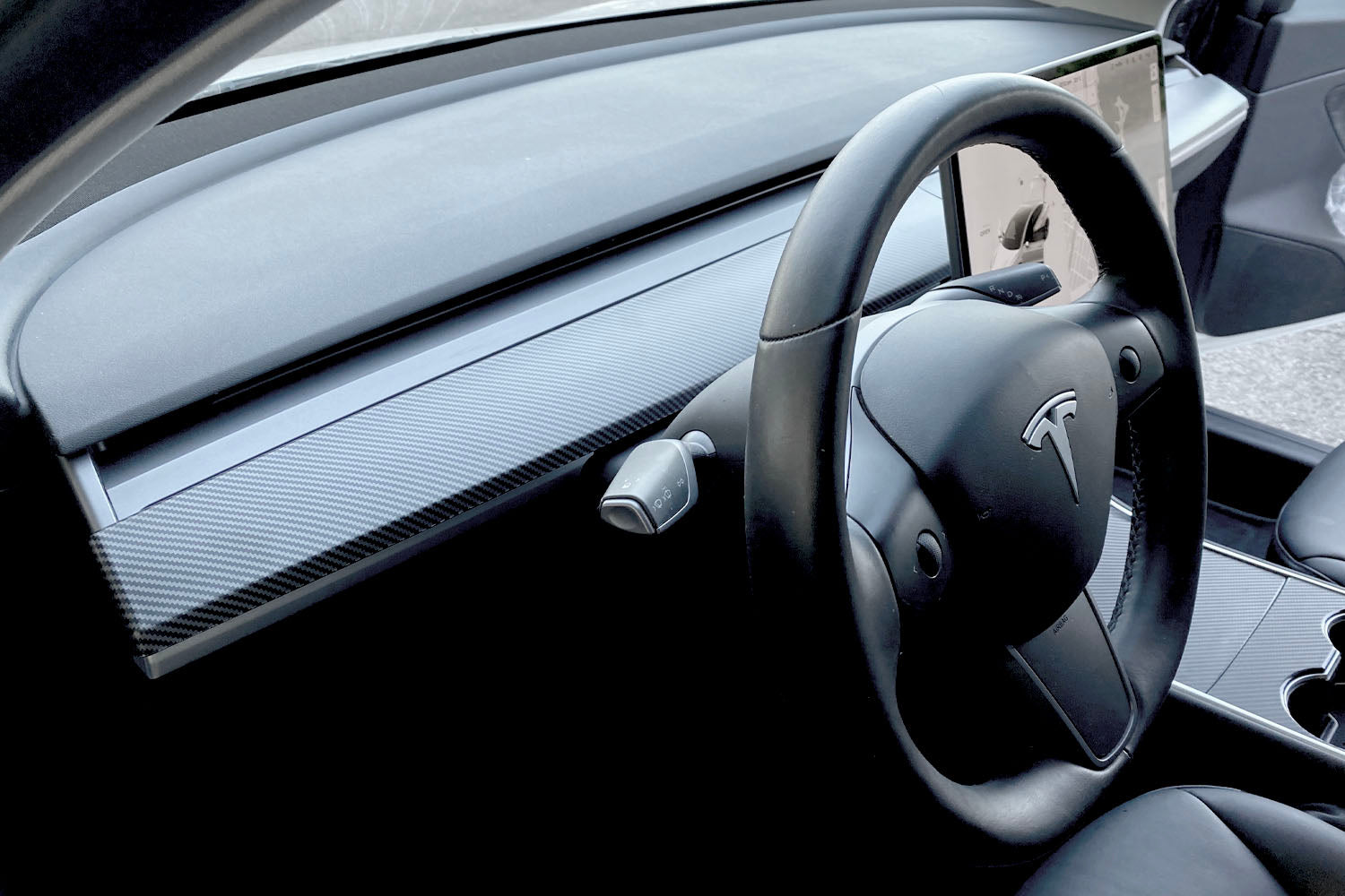 Model 3 Satin Carbon Fiber Dash & Doors Trim Covers