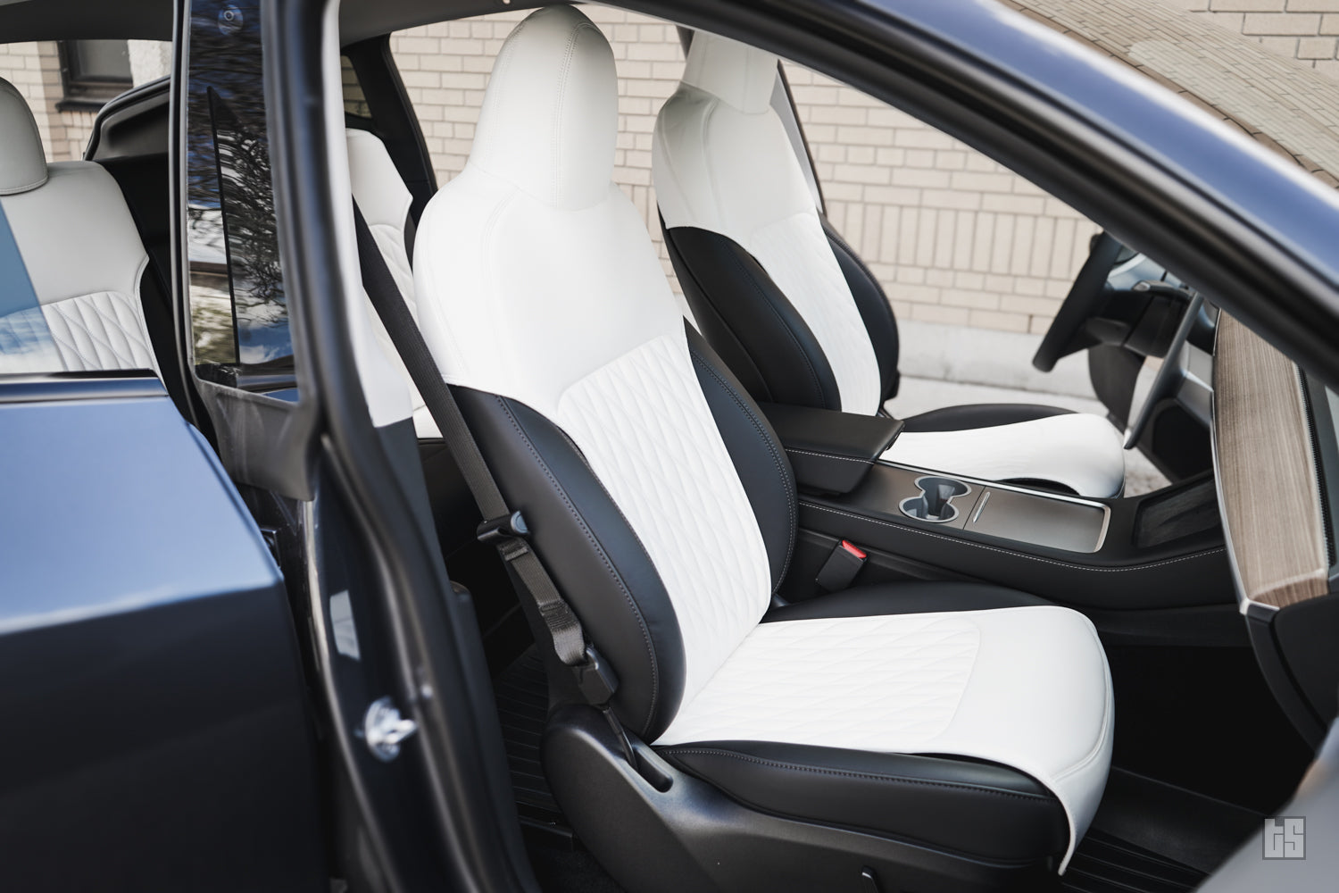 Model 3 Napa Leather Seat Protectors – Dove White