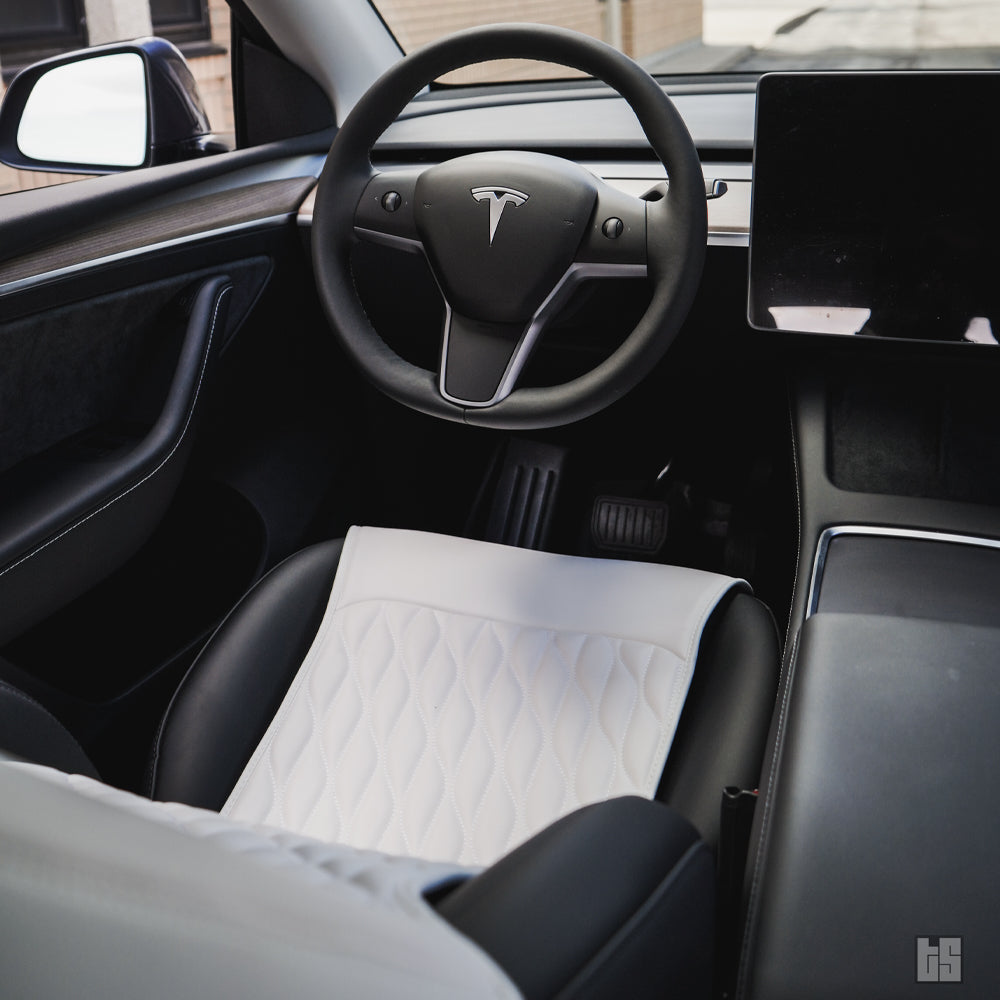 Model 3 Napa Leather Seat Protectors – Dove White