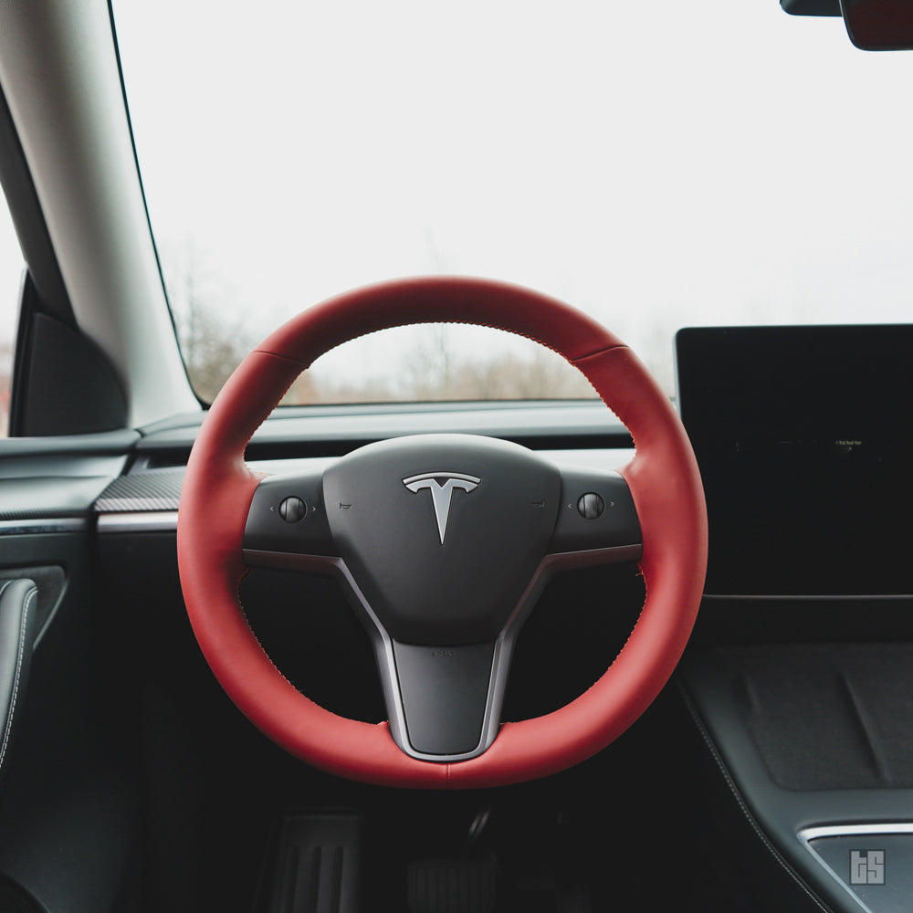 Model 3 Steering Wheel Cover – Hand Stitch – Rolls Royce Red