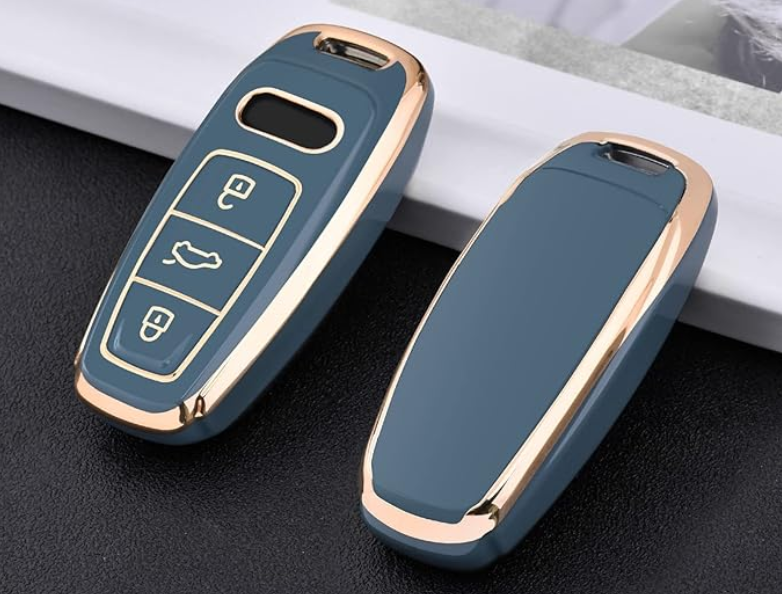 Luxe Key Case (Black, White, or Blue & Gold) - Audi A6L, A6, A7, A8, Q7, Q8, E-Tron, 2018-2022 A3, S3, S6, SQ7, RS6, S7, RS7